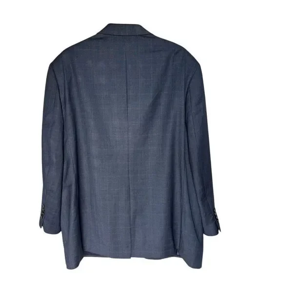 Ralph Lauren Men's Wool Navy Check Blazer Size 48 Classic Fit Business